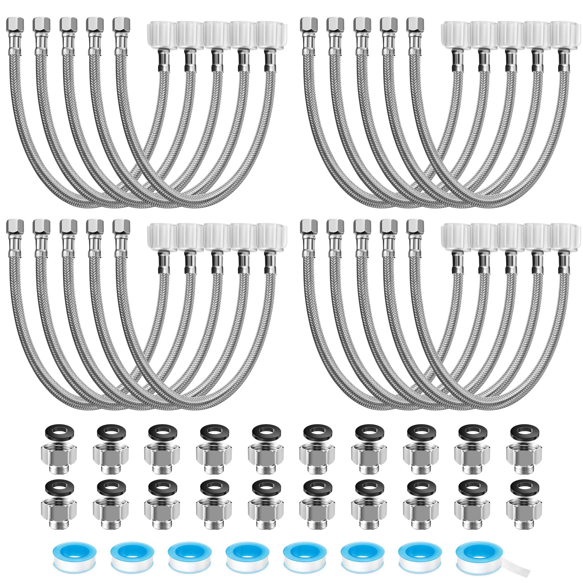 Stainless Steel Toilet Supply Lines - 10 Pack -10