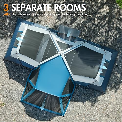 Miniatura 3 de PORTAL Tienda de campaña familiar para 6810 personas con sala de pantalla, tienda de campaña grande resistente al agua con mosca de lluvia, tienda