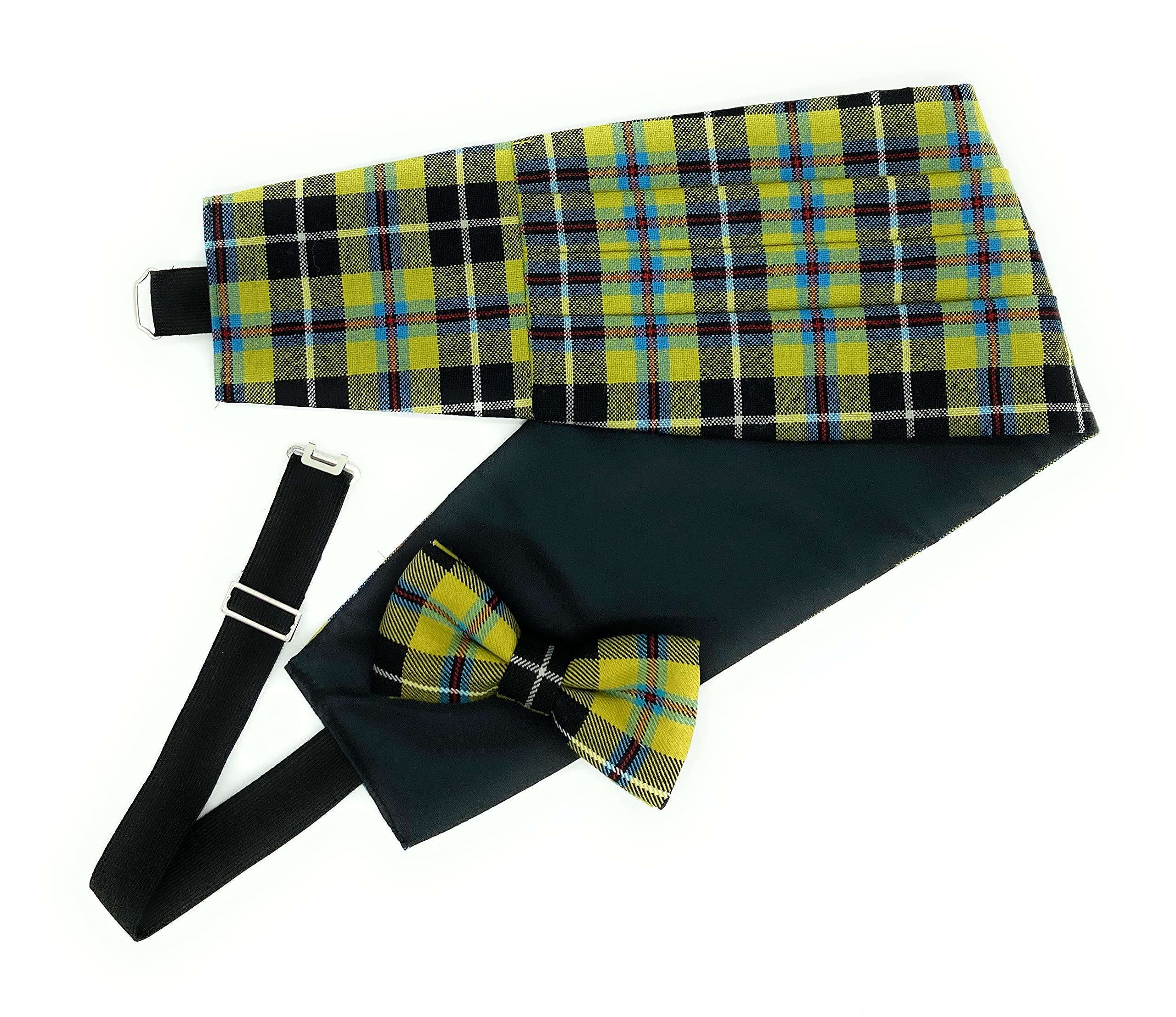 Highland Tweed Cornish National Gents Pure Wool Tartan Cummerbund & Bow-Tie Set Available In A Selection Of Tartans - Made In Scotland (Cornish National)
