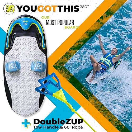 Miniatura 2 de ZUP You Got This 260 Board and Handle Combo with EVA Foam Padding, All-in-One Kneeboard, Wakeboard, Wakeskate, and Wakesurf Board for Kids, Teens
