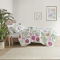 Vista 2 de Comfort Spaces – Cubrecama ligero para todas las temporadas, ropa de cama acogedora, fundas a juego, almohadas decorativas Marlene Margaritas Verde