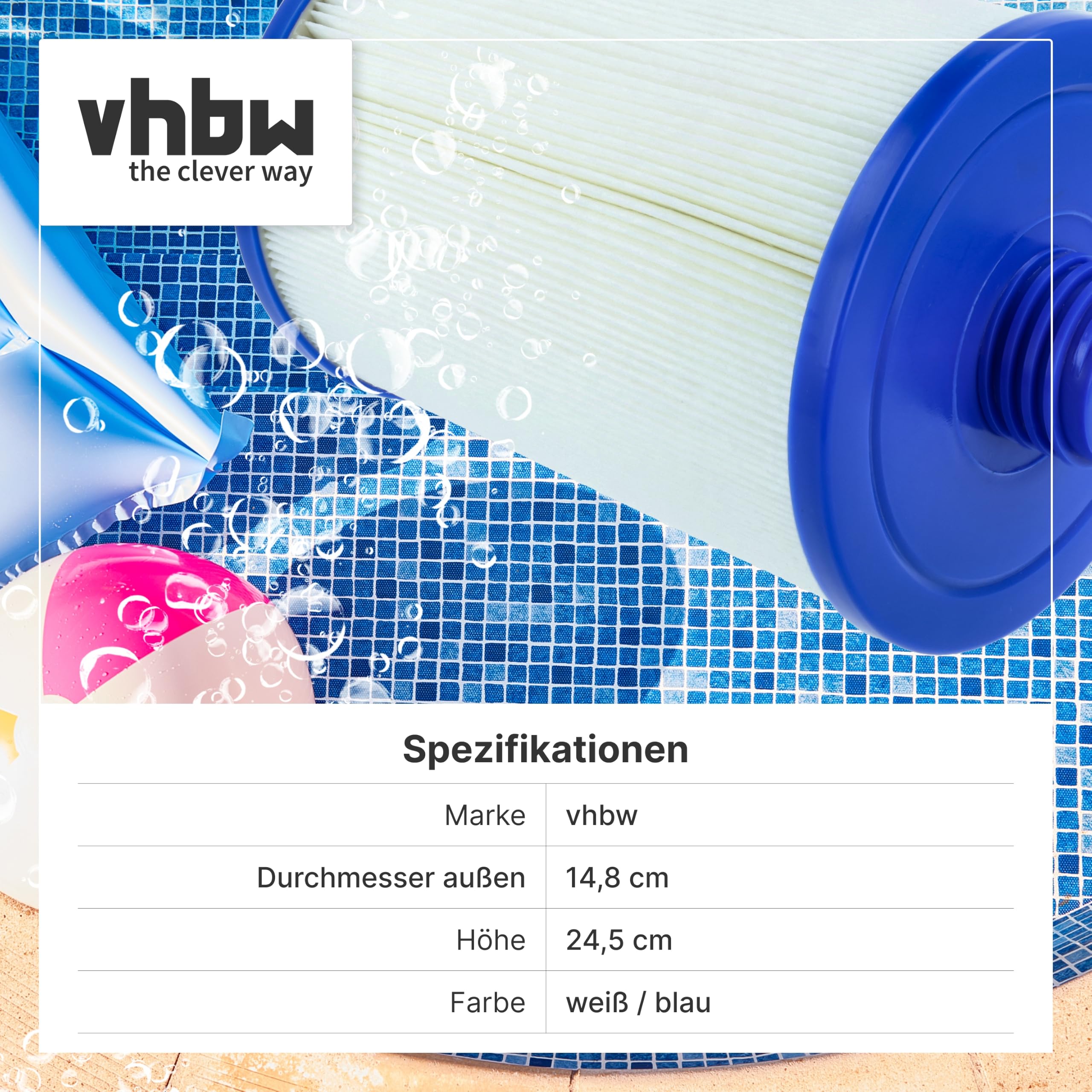 vhbw 2X Cartouche filtrante Remplacement pour Magnum WY45 pour Spa | bain à remous - Filtre de rechange blanc / bleu