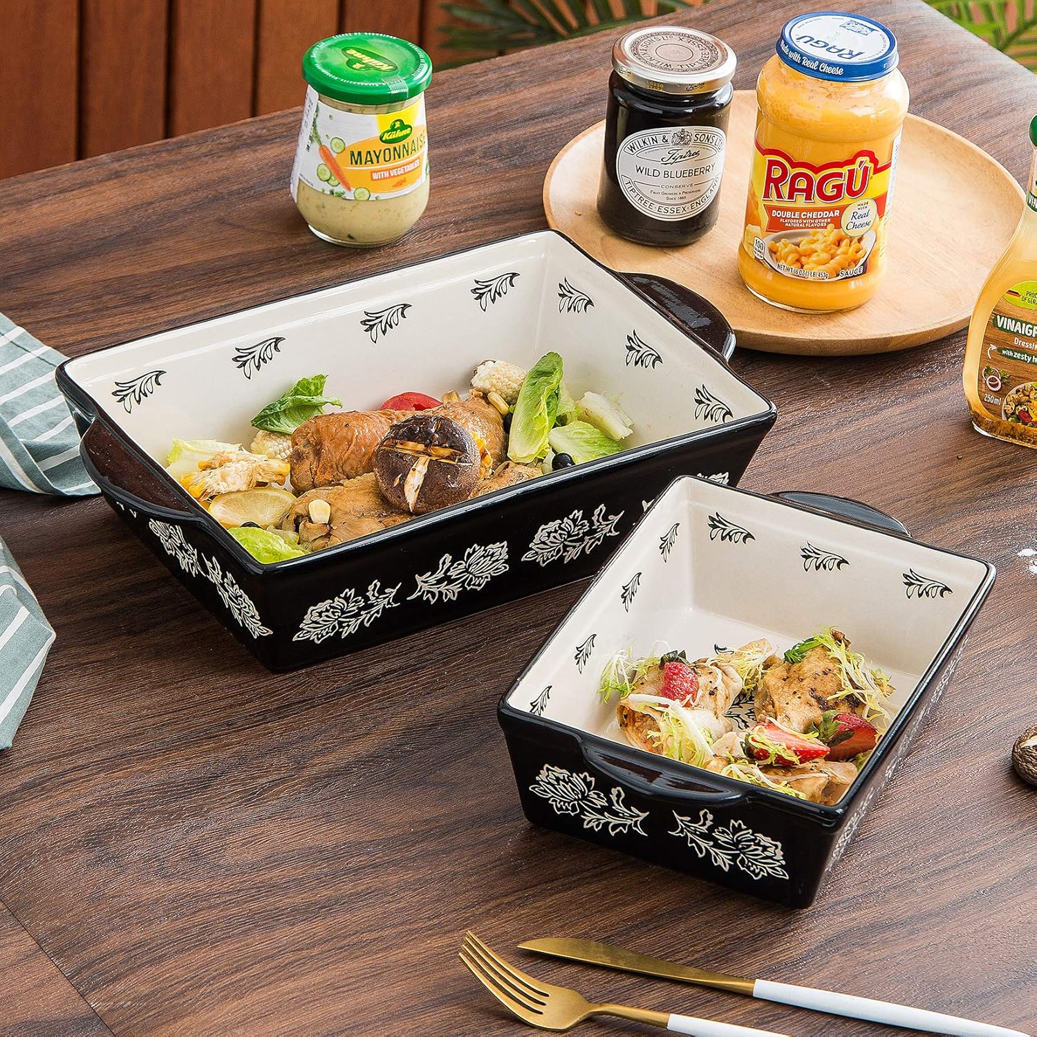 Wisenvoy Baking Dish Ceramic Lasagna Pan Casserole Dish 3-Piece Bakeware Sets Baking Dishes Baking Set Baking Dish Set