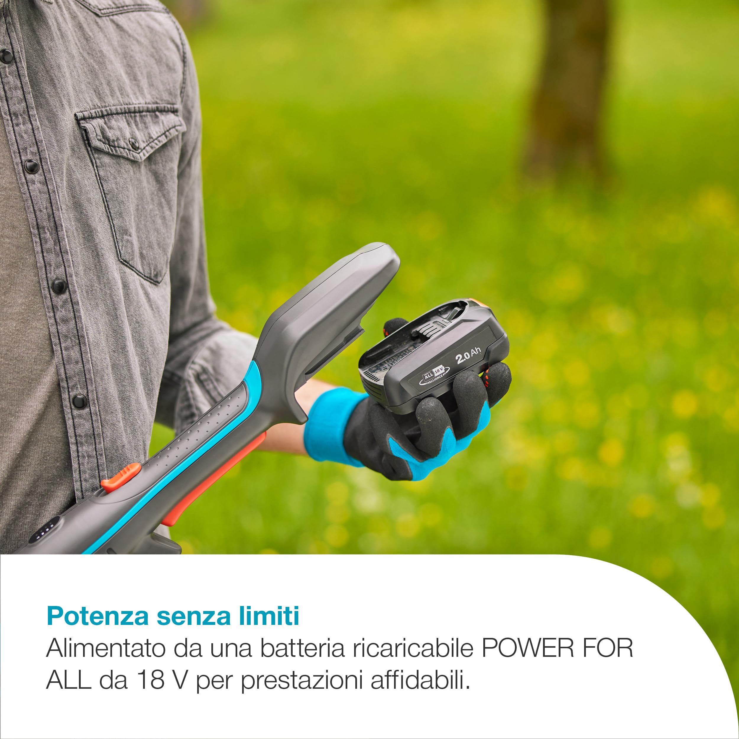 Gardena Troncarami Telescopico A Batteria HighCut 360/18V P4A Solo: Fino a 5 m, Testa inclinabile, Ergonomico, Display a LED, Senza Fili (14776-55)