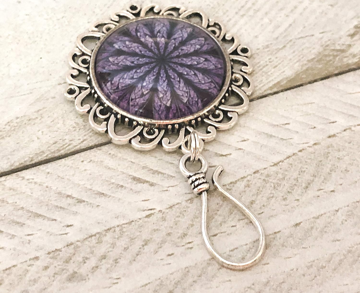 Purple Flower Portuguese Knitting Pin