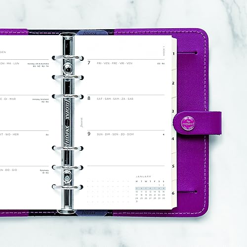 Miniatura 7 de Filofax Recarga tamaño personalcompacto semanal paquete de diario mínimo papel blanco multilingüe cinco idiomas 2022 C68490-22