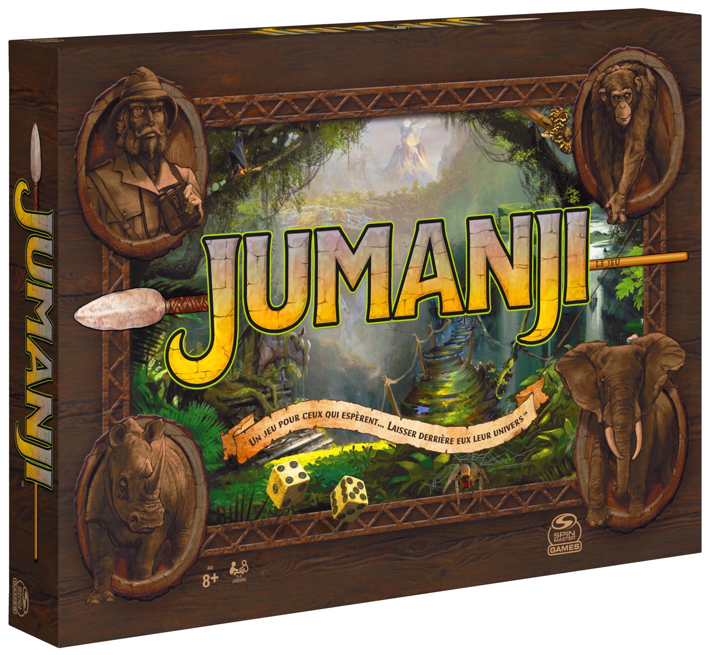 Jumanji - Jumanji Retro - Jeu de Société Famille - Jeu De Plateau avec Nombreux Défis - Ambiance du Film - Version Française - Jouet Enfant 8 Ans et +