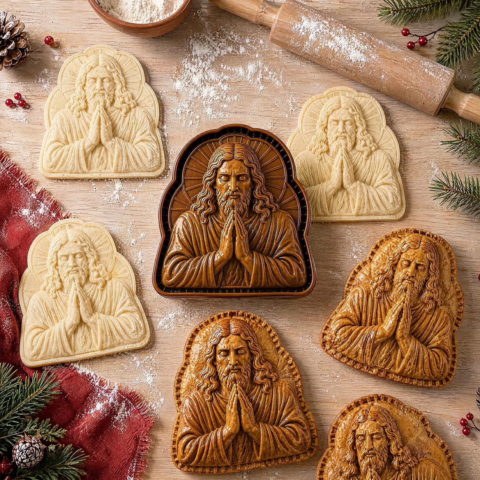 Generisches Mini-Tortenset 3D Faith Christmas Hand-Tortenschneider für