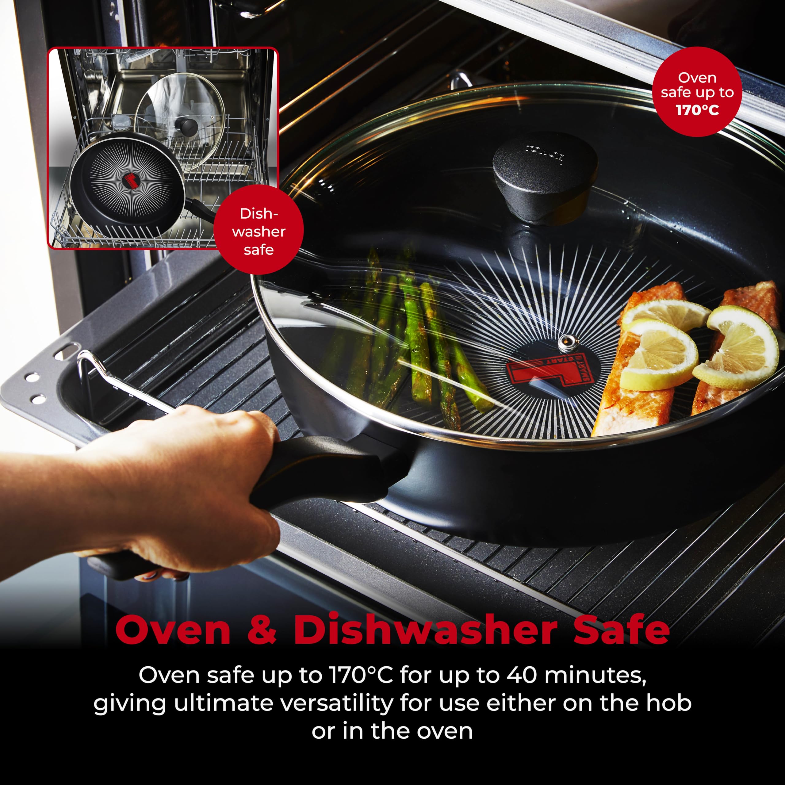 Tower T700318 SmartStart Gourmet - Sartén multisartén y tapa de aluminio con revestimiento antiadherente Aeroglide, compatible con inducción (28 cm)