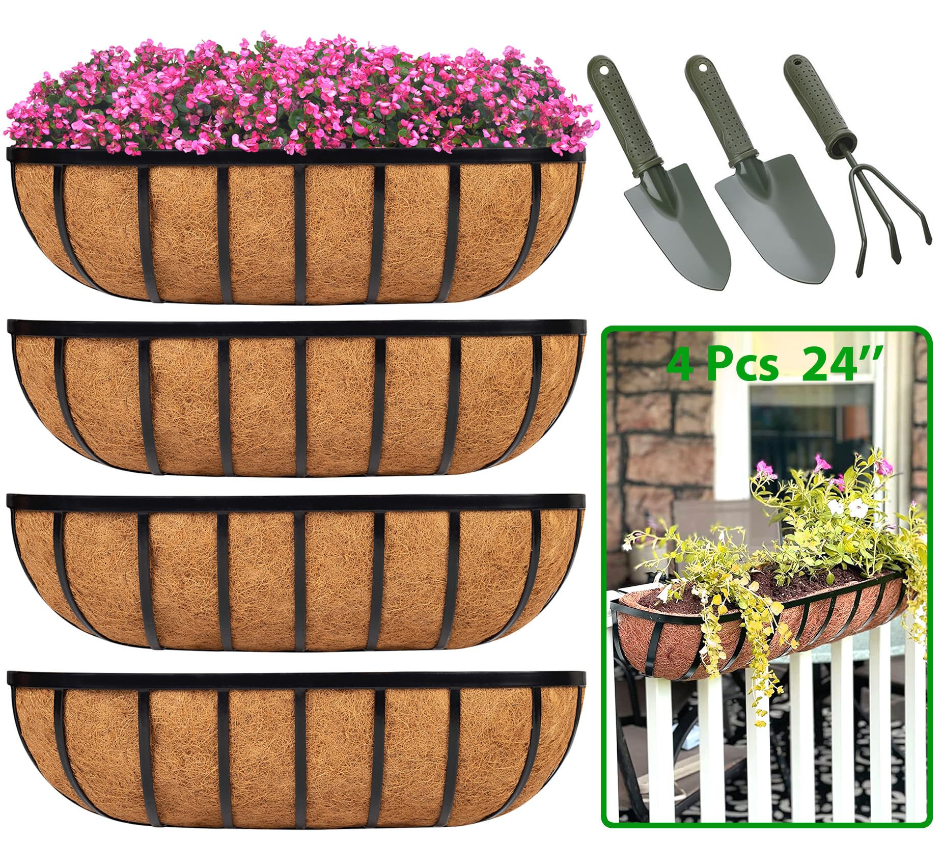 Buy Railing er Window Box 4 Pack 24 Inch Deck Balcony Rail er with