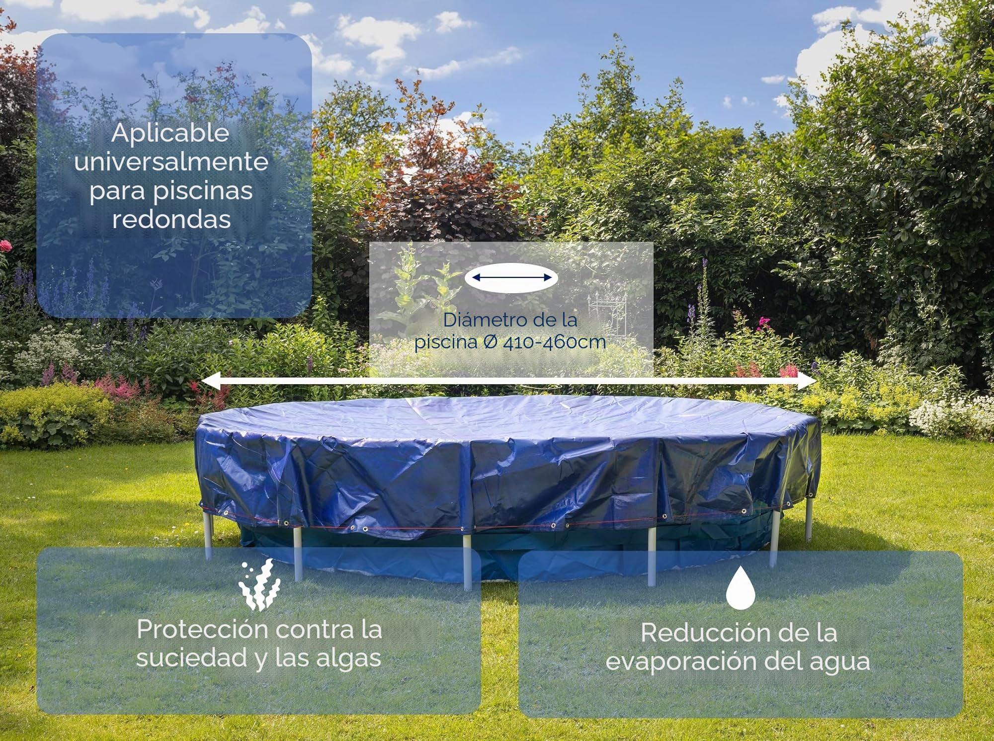 Lona para piscina de invierno, 2 en 1, de polietileno de 200 g/m², resistente a los rayos UV, para verano e invierno, para piscina (redonda Ø 520 cm)
