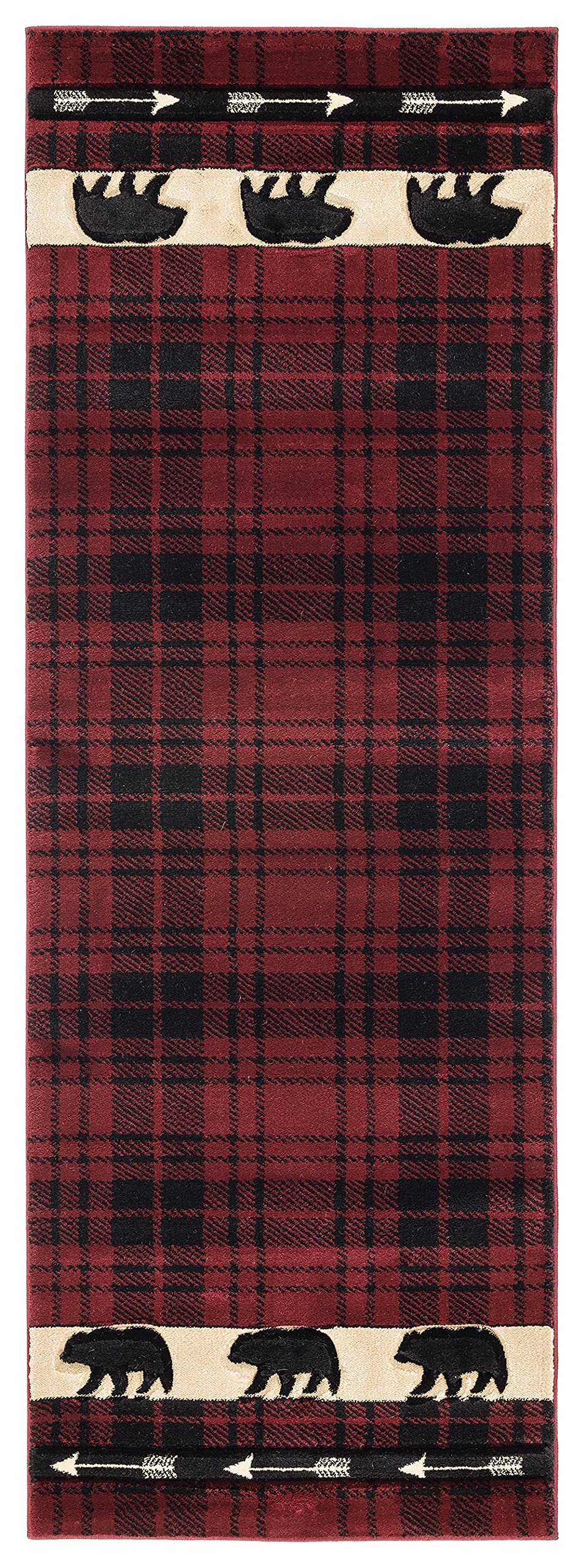 United Weavers Cottage Tartan Burgundy - Runner Rug, 2' x 8', Indoor Floor Rug with Jute Backing