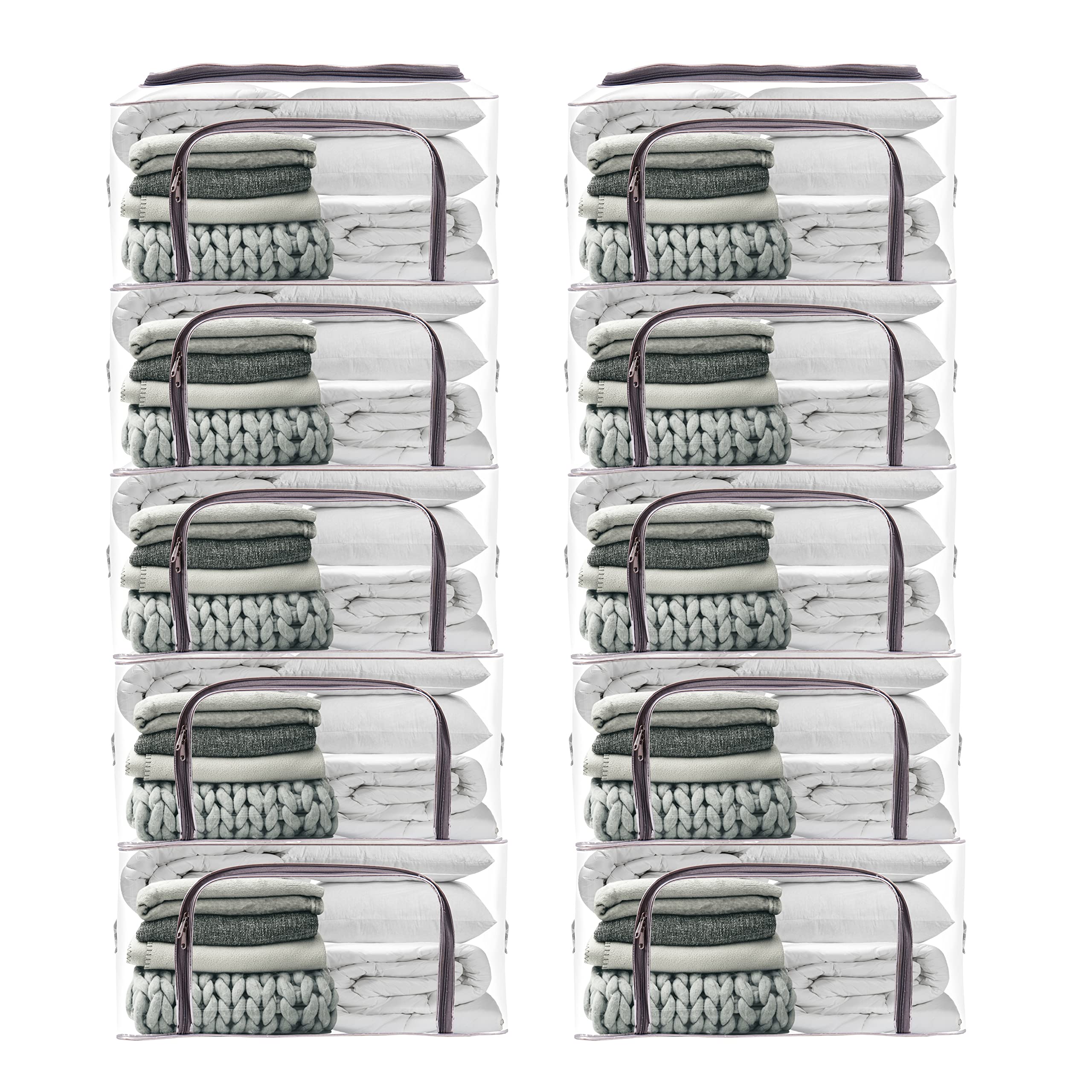 JD FRESH 10 Piece Transparent Storage Organizer for Clothes/Easy Accessible Zip Covers for Wardrobe Cloth/Organizer Bag for Sarees/Bedsheets/Blankets/Shirts/Jeans/Toys/T-shirts/Books/Quilt(34 Litre) (B0B58DY2Y9) Amazon Price History, Amazon Price Tracker