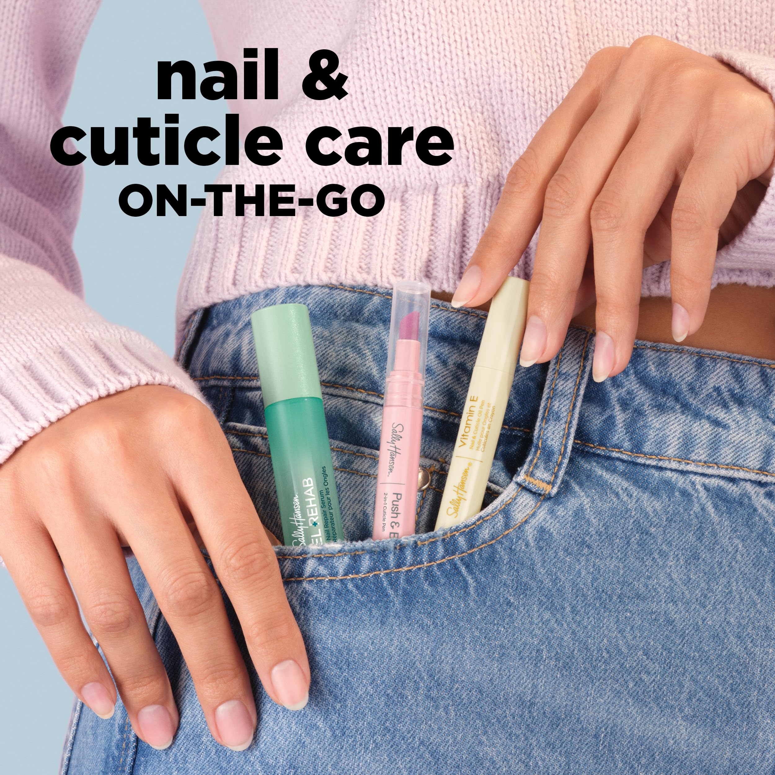 Sally Hansen Push & Buff 2-In-1 Pen​, Rimuovi-cuticole, Penna per cuticole, Preparazione per manicure