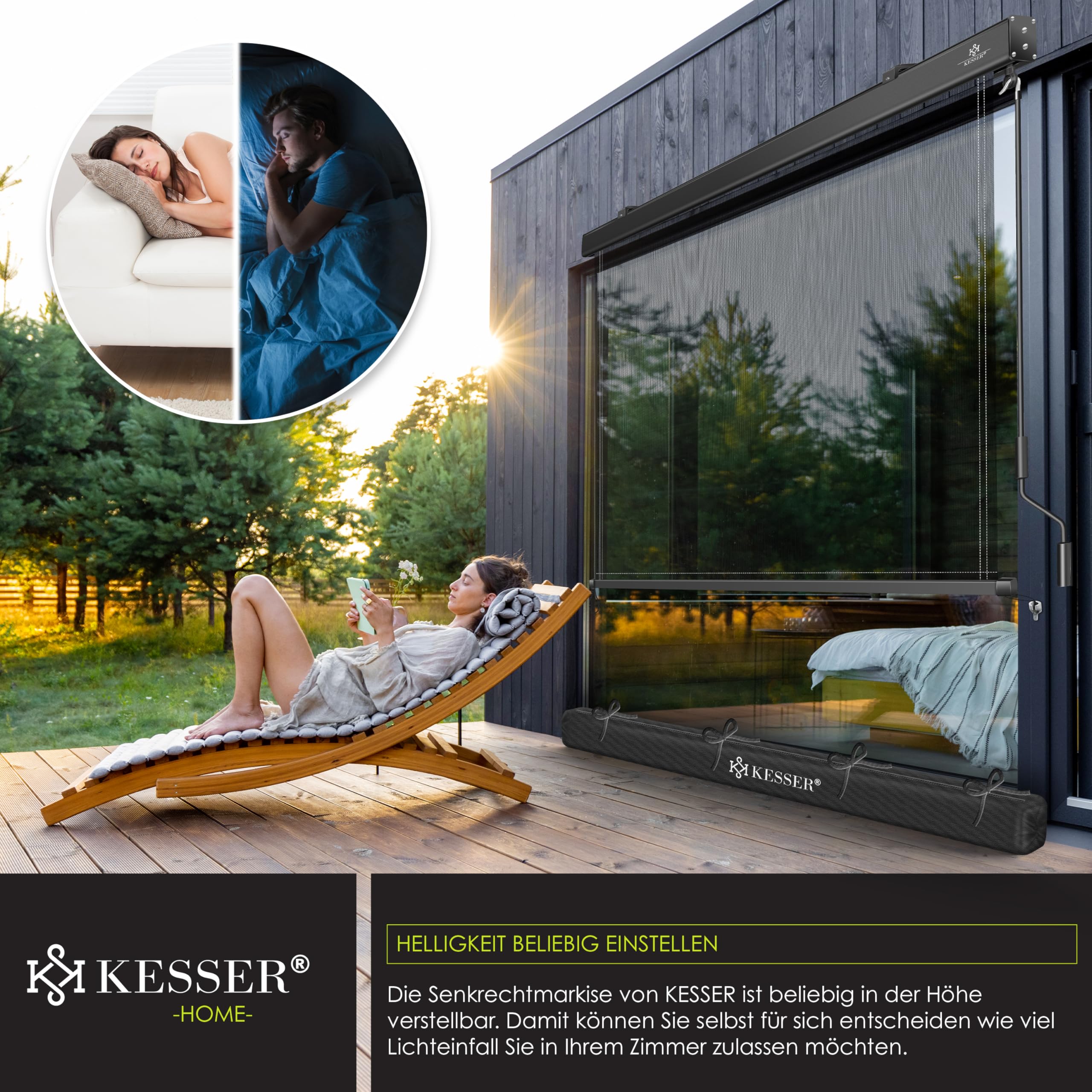 KESSER Tenda a rullo verticale 140 x 250 cm meccanismo a manovella protezione solare privacy balcone terrazza kit montaggio