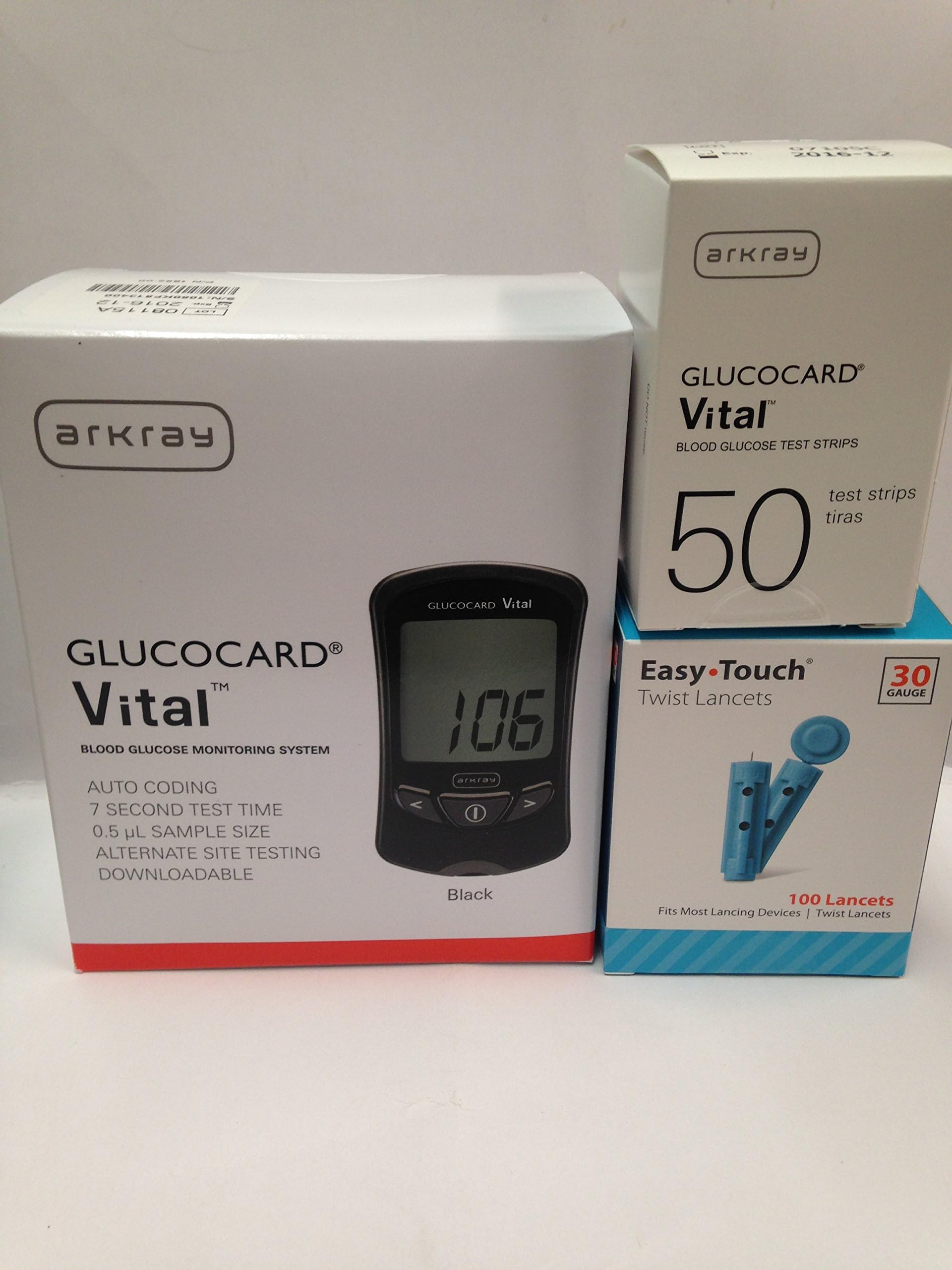 Blood Glucose Monitoring System + 50 Glucocard Vital Test Strips (BUNDLED)