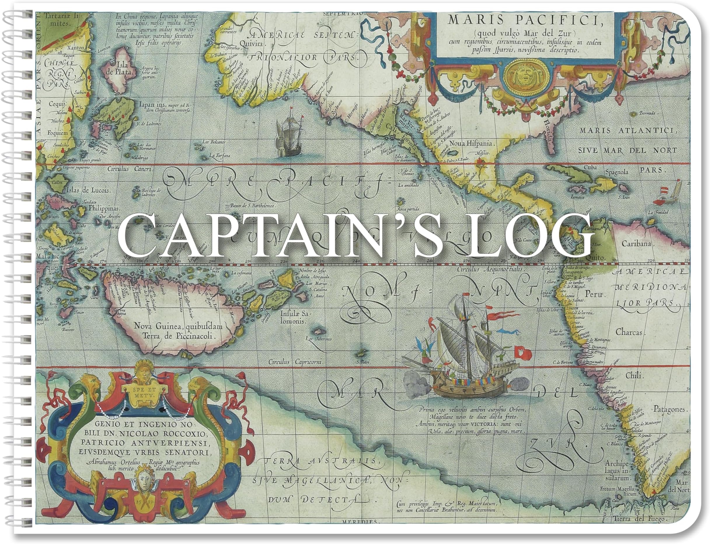 BookFactory Captain's Log Book Ship's Logbook/Nautical Record Book - 100 Pages, Full Color Cover with Translux Protection, 11'' x 8 1/2'', Wire-O Binding (Made in USA)