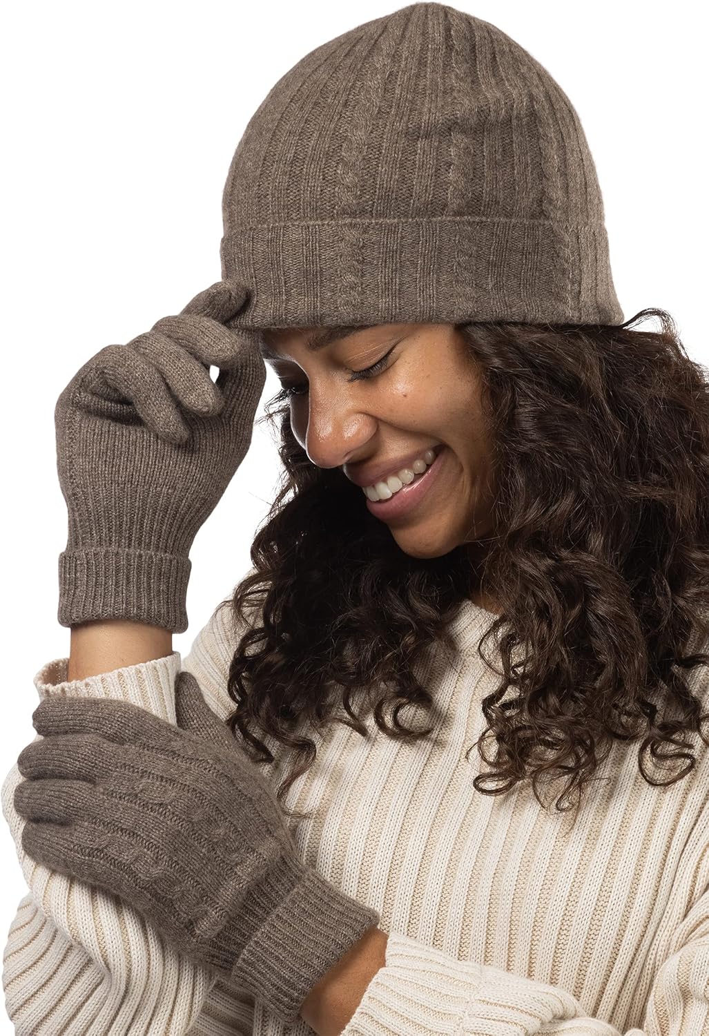 Fishers Finery Women's 100% Pure Cashmere Hat & Glove Set with Exquisite Box