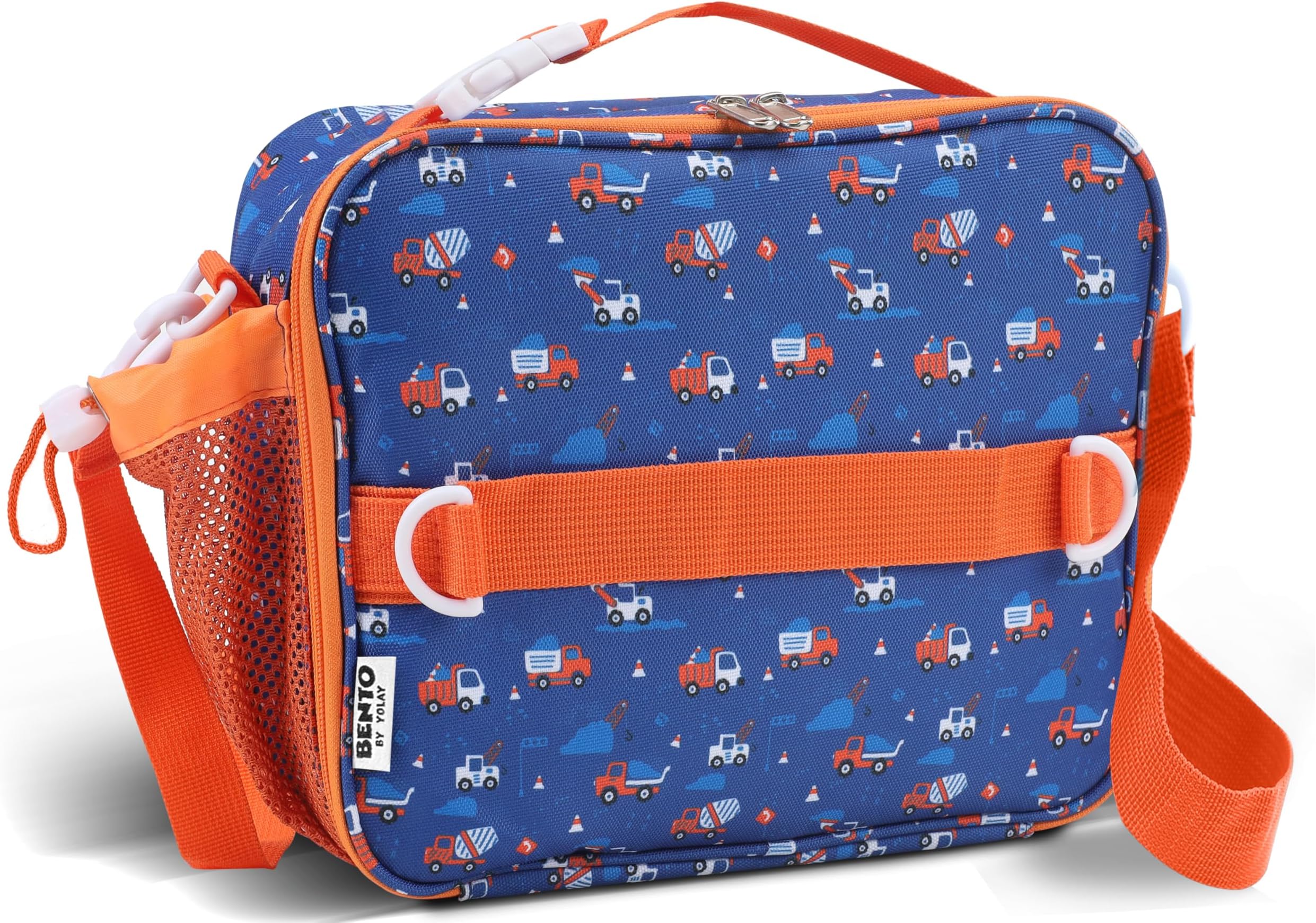 YOLAY Bento Lunch Bag for Kids with Insulated Walls That Keeps Your Lunch, Fruits, Snacks and Meals Warm & Fresh, Holds Lunch Box, Water Bottle and other Meals - Trucks, Standard