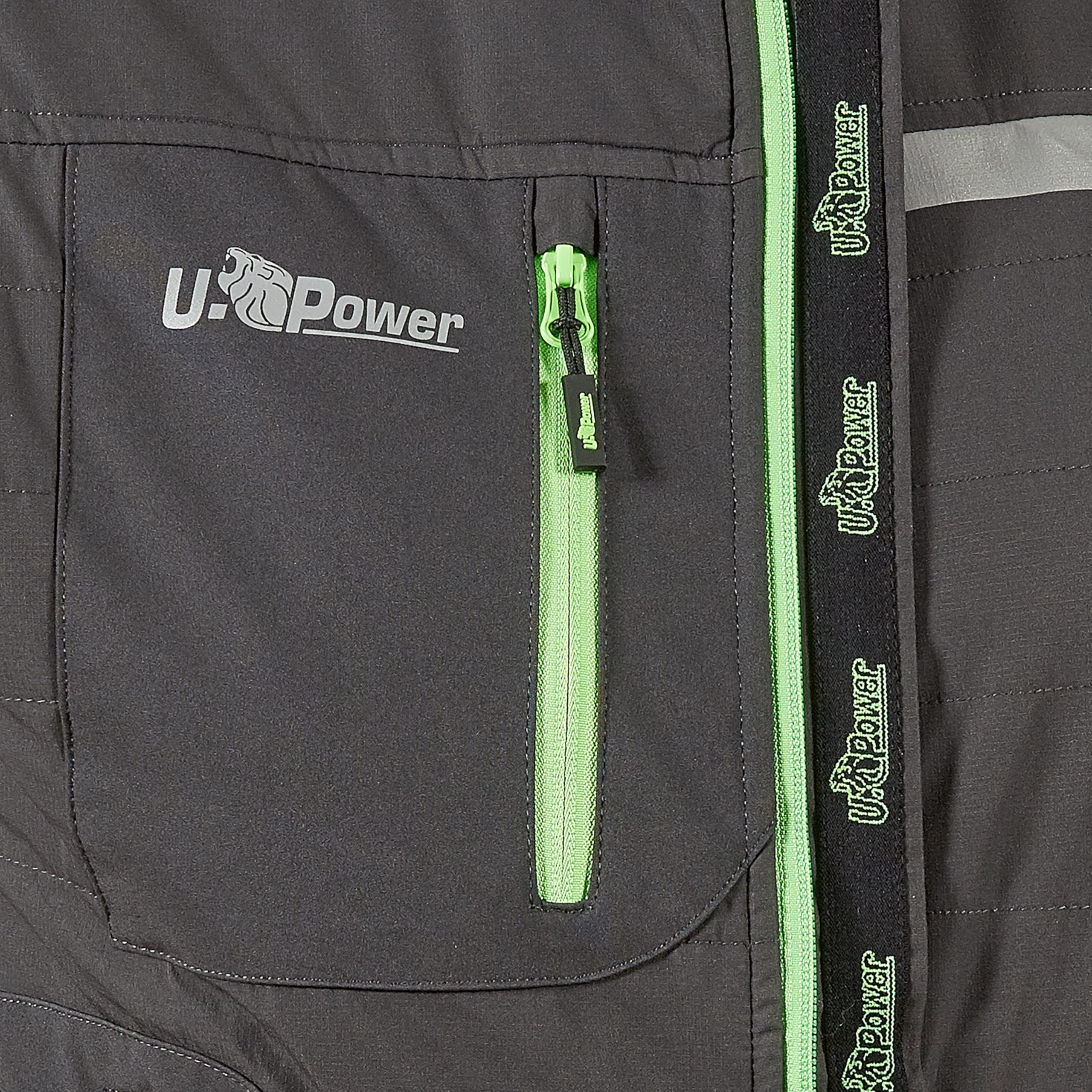 U Power Gilet Da Lavoro Chaleco de Trabajo Wall Asphalt Grey/Green para Hombre