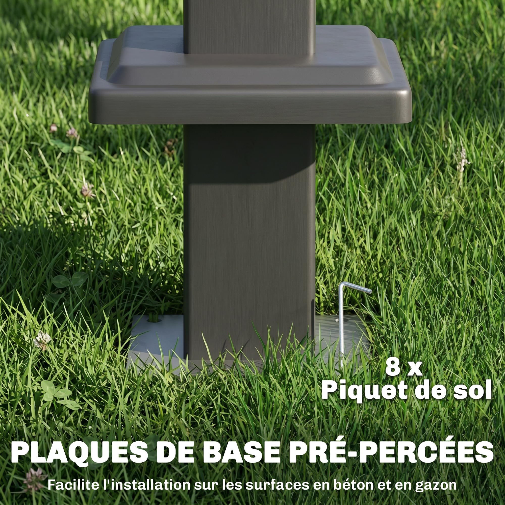 Outsunny Rifugio per barbecue all'aperto, gazebo da giardino, 245 x 146 x 255 cm, doppio tetto, 2 ripiani laterali, telaio in metallo, gazebo per barbecue, esterno per feste, picnic, terrazza, marrone