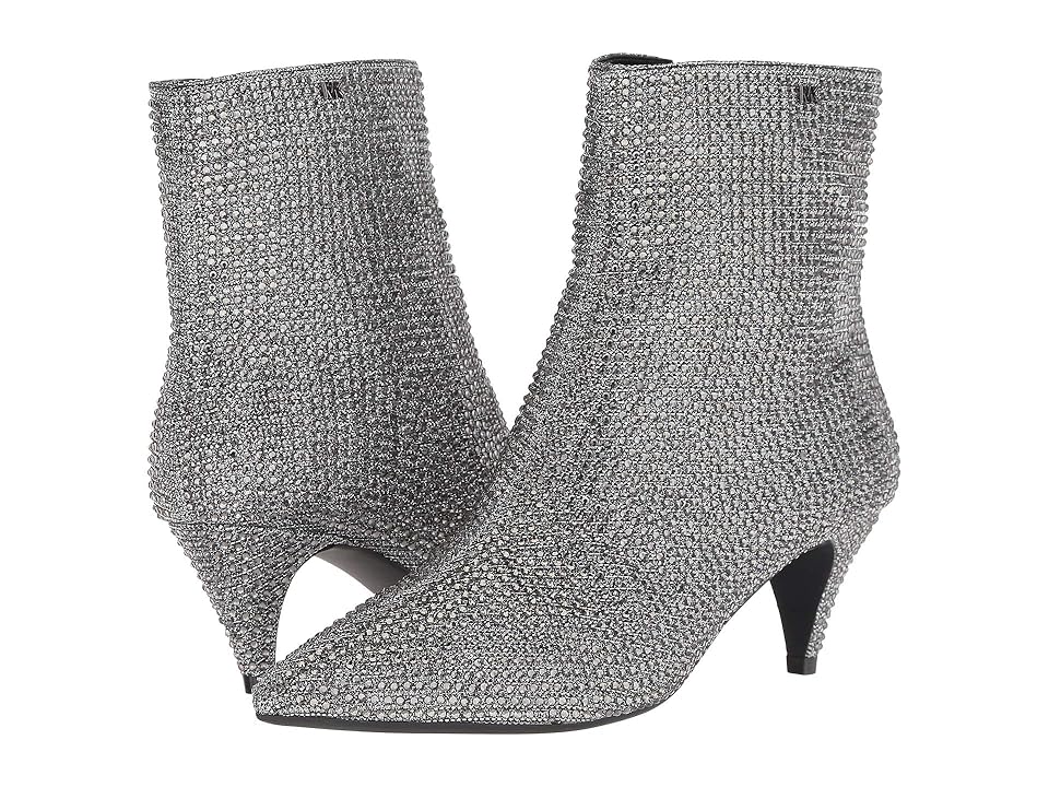 

MICHAEL Michael Kors Blaine Flex Kitten Bootie (Black/Silver Glitter Chain Mesh/Hot Fix Stones) Women's Boots, Gray