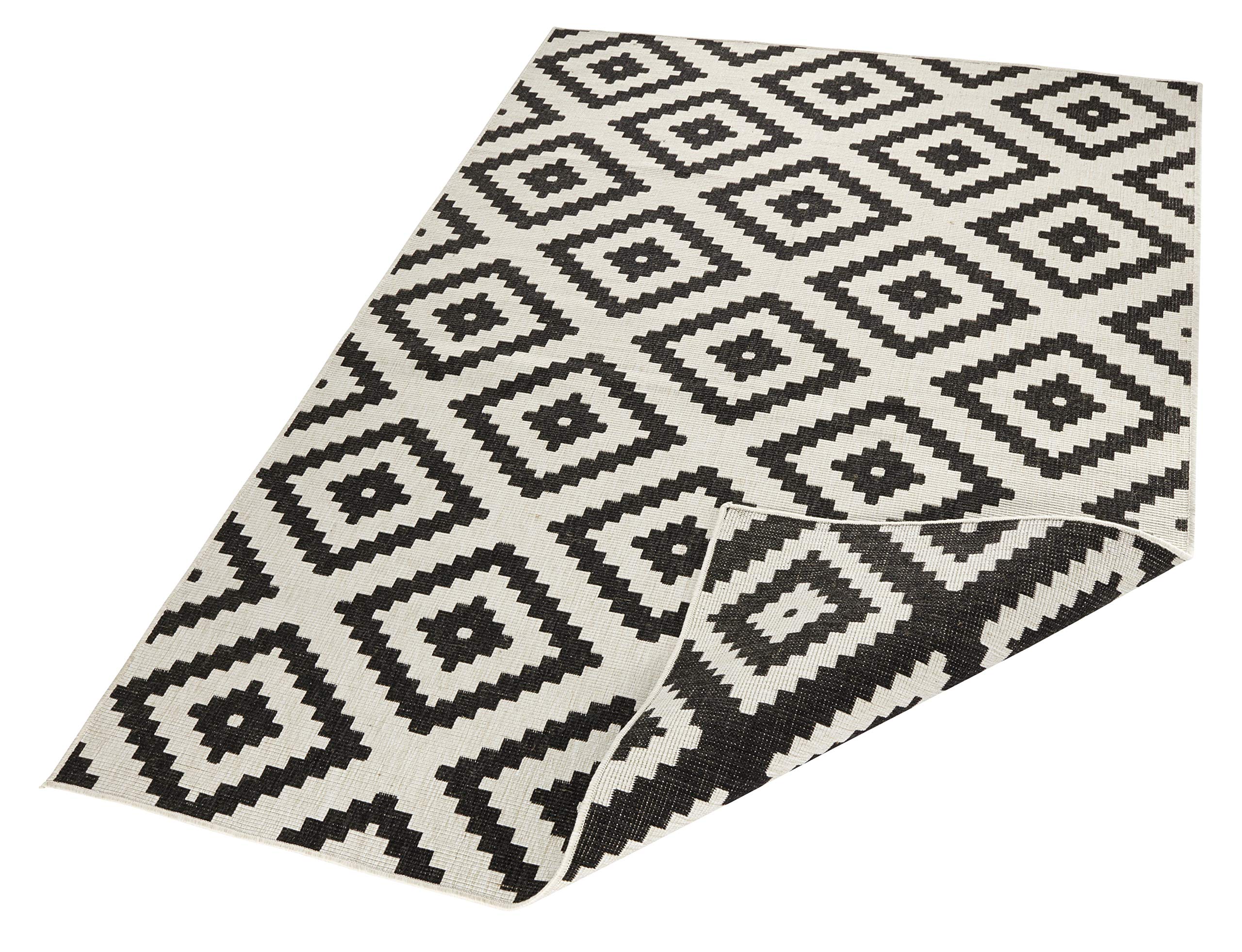 NORTHRUGS Tapis d'intérieur et d'extérieur Malta 160 x 230 cm – réversible résistant aux intempéries Motif géométrique Moderne pour Balcon, terrasse, Jardin, Jardin d'hiver, Cuisine, Salon –