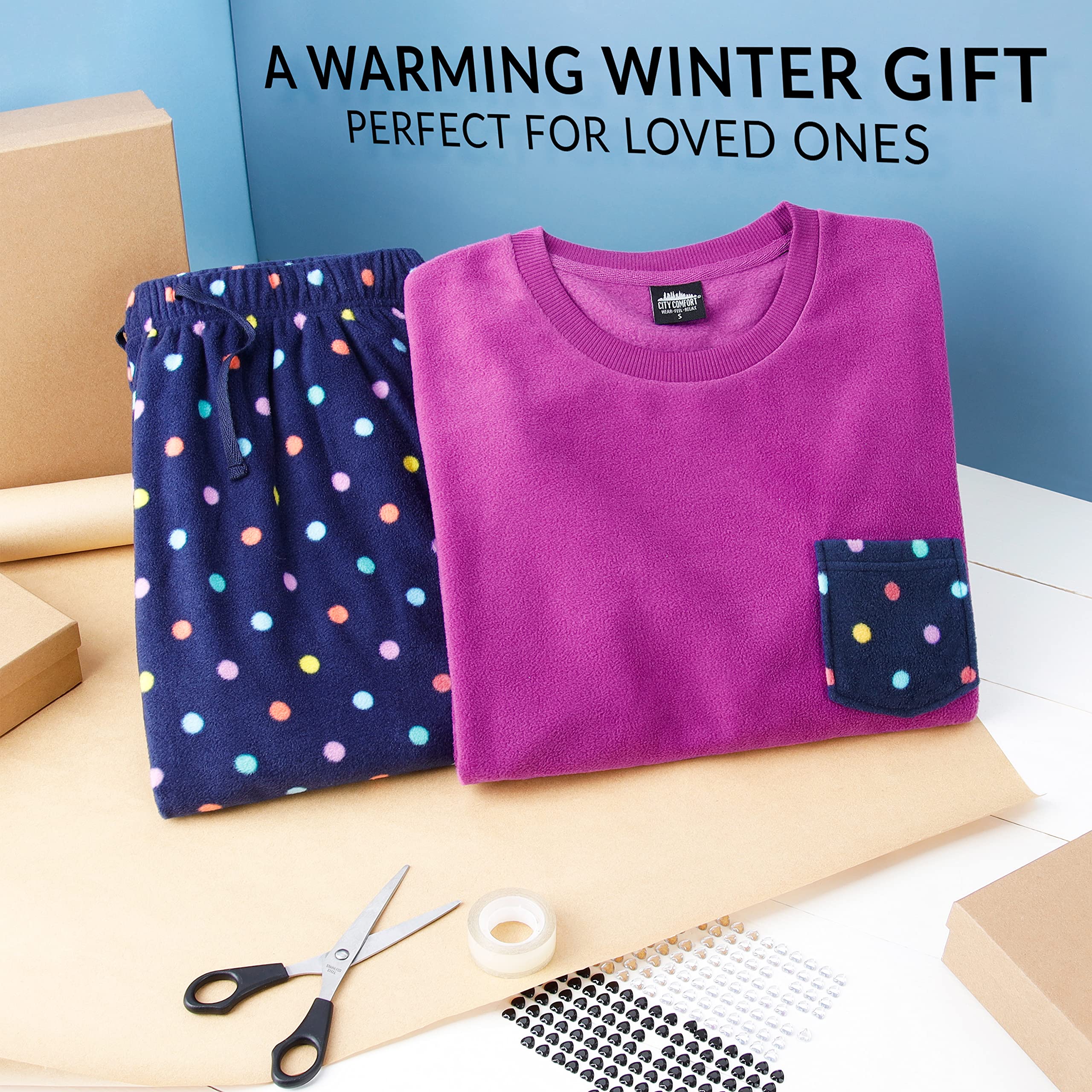 CityComfort Pigiama Pile Donna, Set Manica Pigiama Donna Invernale per Adulti Adolescenti, Regali per Lei