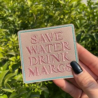 Save Water Drink M*RGS Patch 3 Inches Funny Quote Alcohol Sarcastic Summer Iron On/Sew On Embroidery Fabric Applique Patches for Trucker Hats Clothes Backpack DIY Accessories Friends Mom Gifts