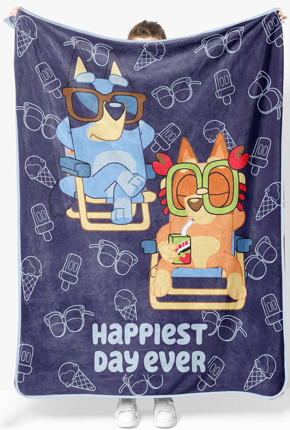 Bluey & Bingo Plush Throw Blanket – Measures 46 x 60 Inches Blue Super Soft Lightweight Fleece Kids Bedding