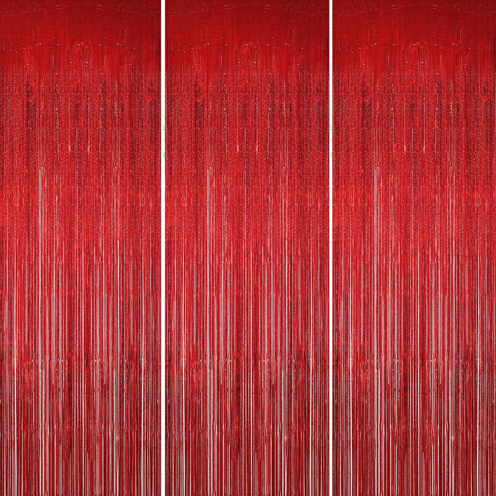 Merear Backdrop for Party Decorations, 3 Pack Foil Fringe Curtains Party Decor 8.2 * 3.3 FT Tinsel Streamers Birthday Party Decorations Photo Fringe Backdrop for Party, Graduation