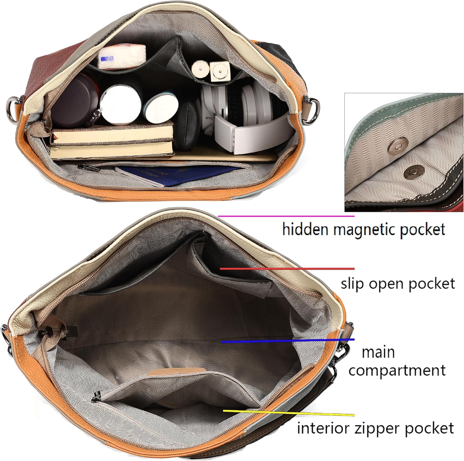 YALUXE Genuine Leather Shoulder Bags Stylish Hobo Handbags Purses Crossbody Bags for Women | Genuine Leather, Stylish - Image 5