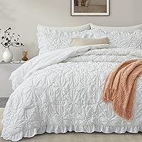 Vista 10 de BEDAZZLED Juegos de Edredón Tamaño Queen, Juego de Ropa de Cama Edredón Beige, 3 Piezas Juegos de Ropa de Cama con Pliegues Pinzados con Edredón