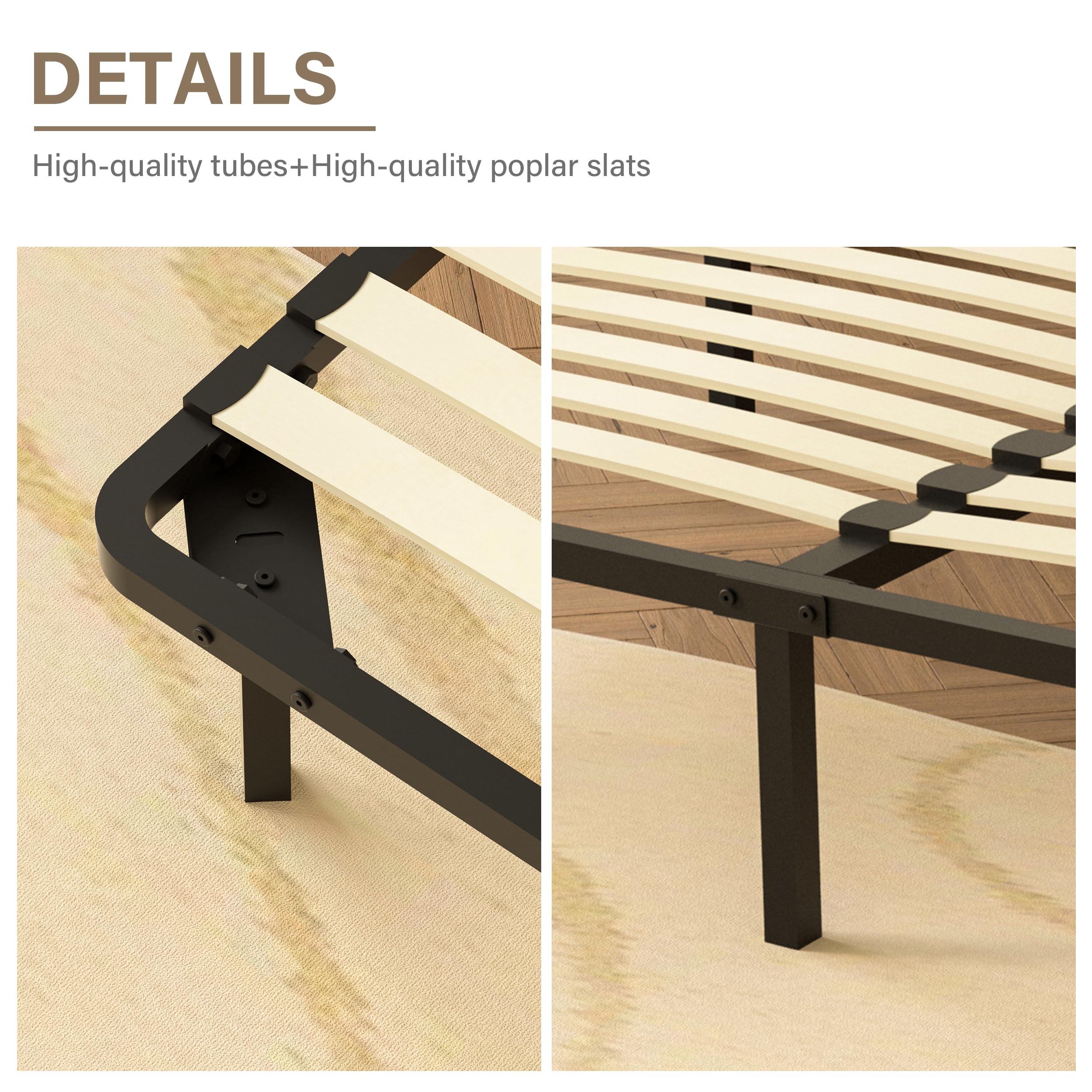 DEWINNER Sommier 140x190 | Sommiers à Lattes avec 9 Pieds pour Adulte | 2x16 Lattes | Cadre de Lit 140 x 190 avec Sommier | Hauteur du Cadre de Lit 29cm | Lit Deux Place (140x190-9 Pieds)