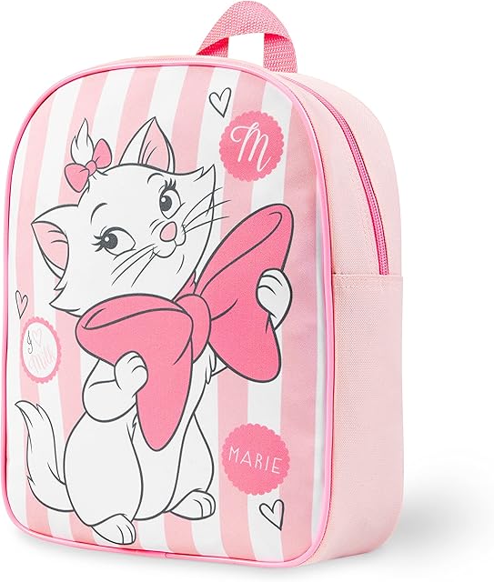 Disney Travel Backpack for Kids and Toddlers Minnie Mouse Marie Girls Backpack with Water Bottle Pocket Nursery Preschool School Bag Holiday Travel Accessories Cute Girls Gifts