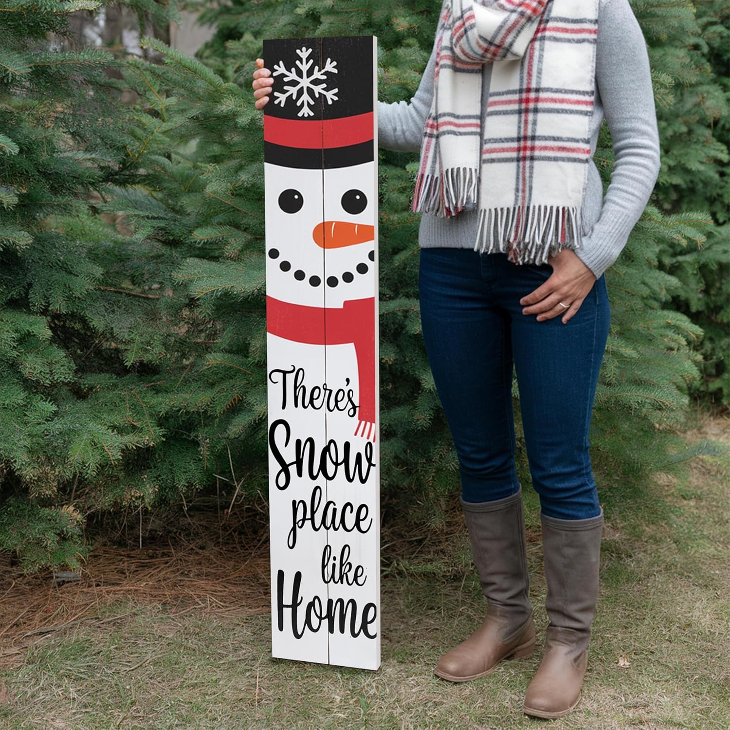 48"x8" Large Christmas Welcome Sign for Front Door, PVC Holiday Welcome Sign for Porch, Durable Outdoor Christmas Decorations (Design 2)