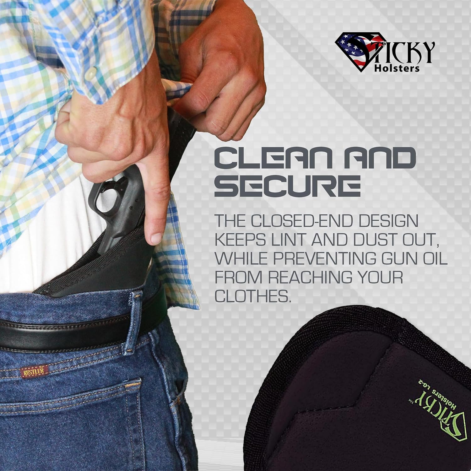 Sticky Holsters Concealment Holsters for Men and Women - LG-2 Large - Fits Medium Glocks, Ruger SR9, and Similar up to 4.2" Barrel - Suitable for Left and Right-Hand Draw; IWB or Pocket Carry