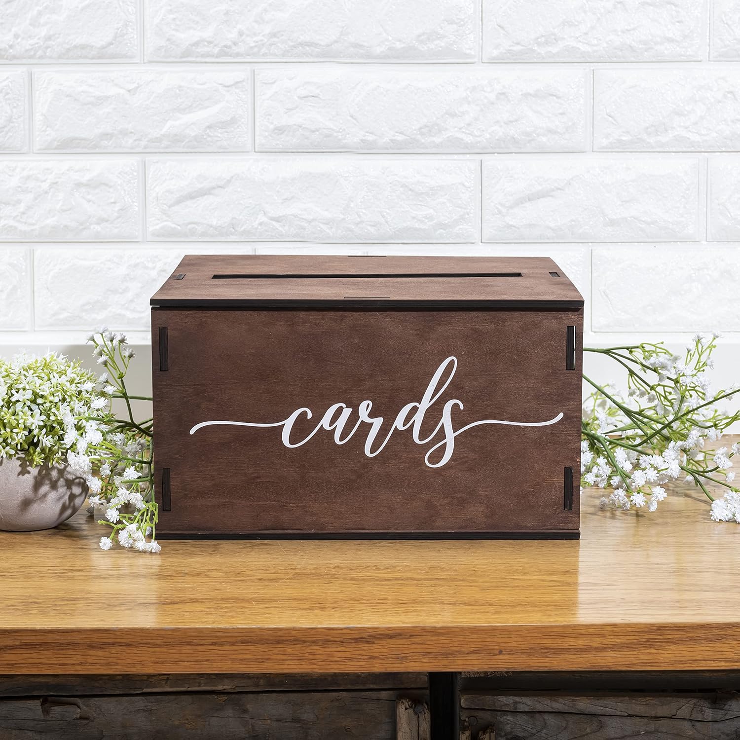 Heather & Willow Wooden Wedding Card Box with Slot + Wooden Ring Box