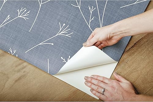 Miniatura 4 de RoomMates RMK11967WP Papel tapiz autoadhesivo de ramitas azules y blancas