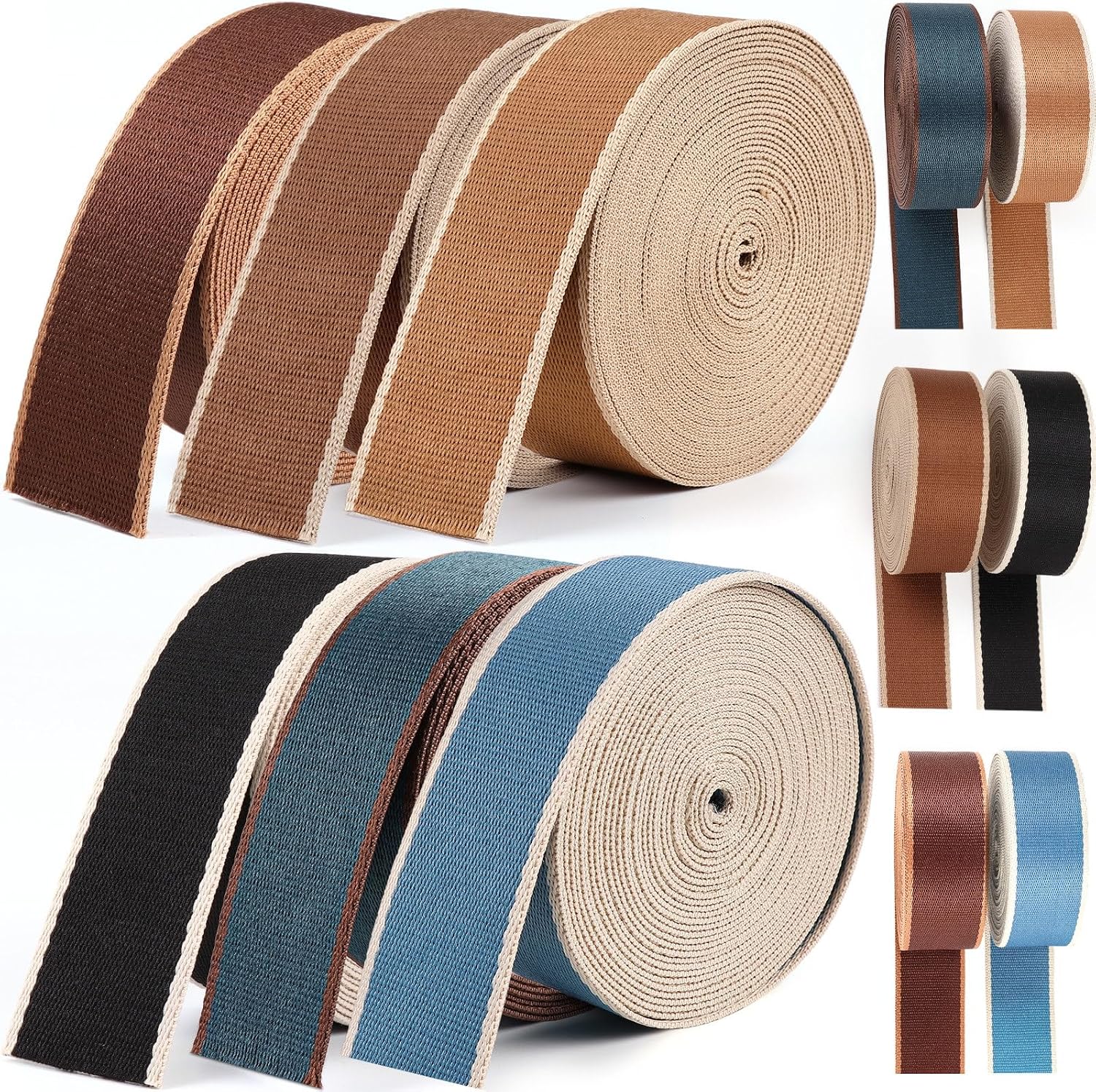 Webbing 1.5 Inch-Dark Brown Striped Webbing Straps for Bags 6 Yards -1.5 "Heavy Polyester-Cotton Webbing 1 1/2 inch Strapping for Purse Backpack Straps