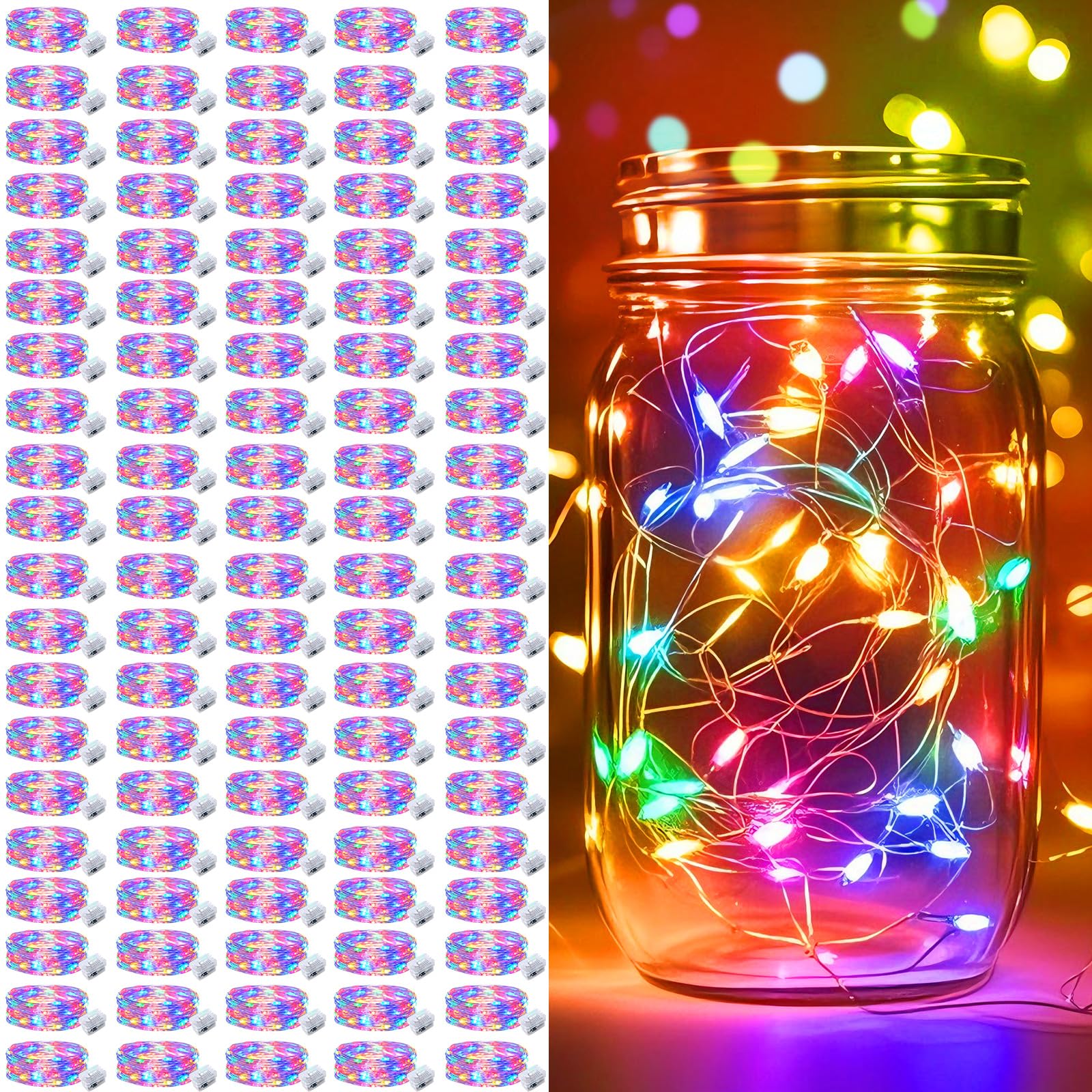 pozzolanas 100 Pack Multicolor Battery Operated String Lights