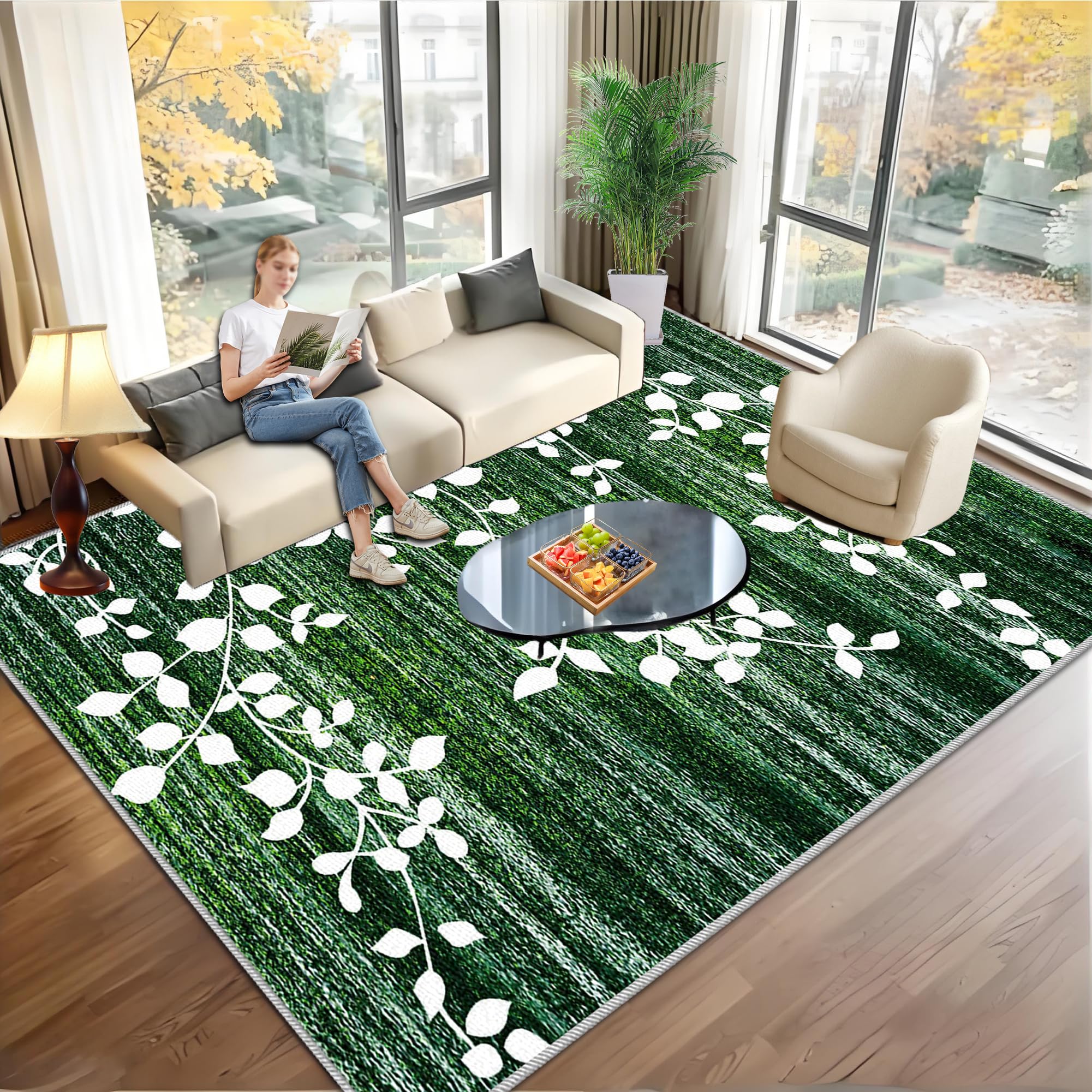 Tapis de sol antidérapant 200x290 cm moderne lavable pour cuisine et salon