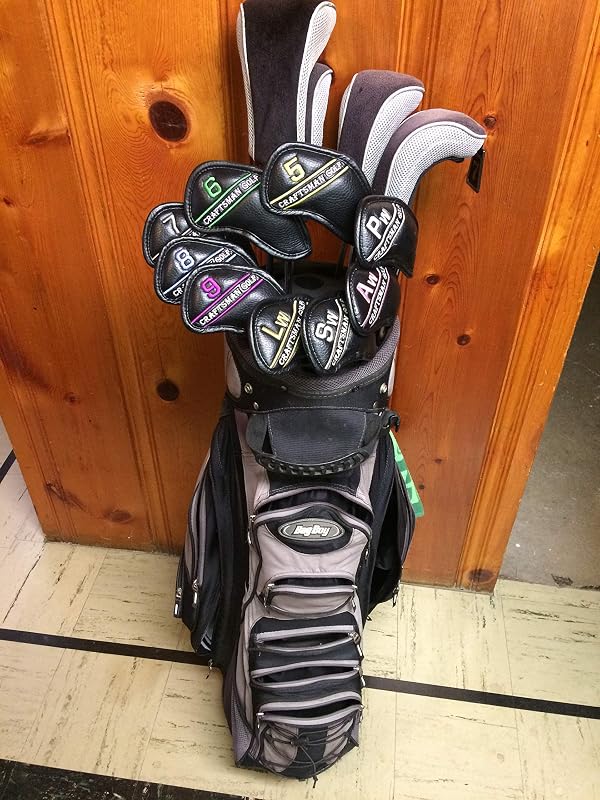 CRAFTSMAN GOLF Juego de 12 fundas para cabezas de hierro de golf de cuero negro, con números coloridos bordados para Callaway Ping Taylormade Cobra, también versión personalizada con su nombre