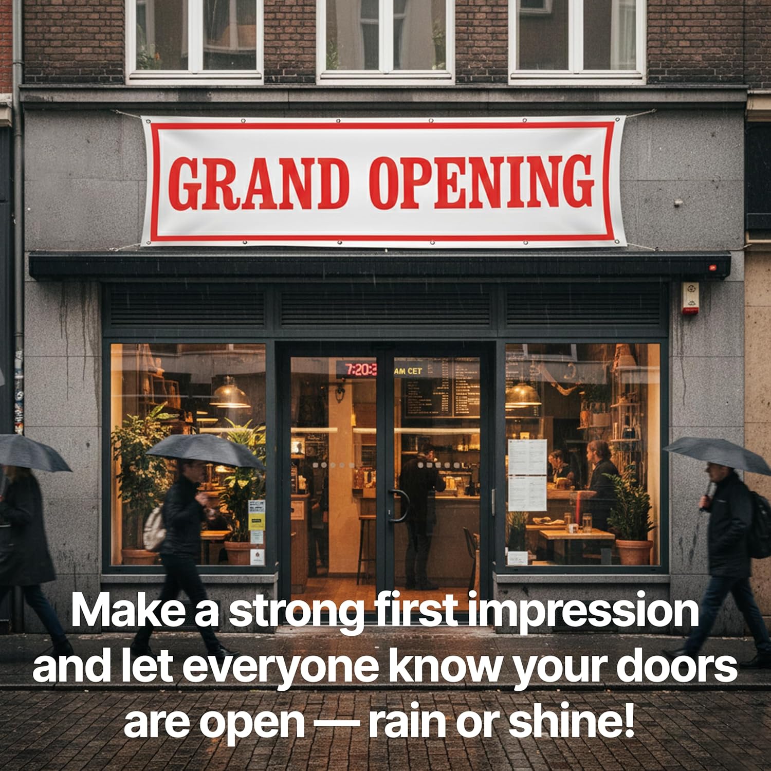 Grand Opening Decorations Vinyl Banner 3x10 ft - Grand Opening Banner Decorations for Outside Storefronts, Retailers, Shops, Food Trucks, Events, Fairs, Restaurants and Cafe with 12 Brass Grommets