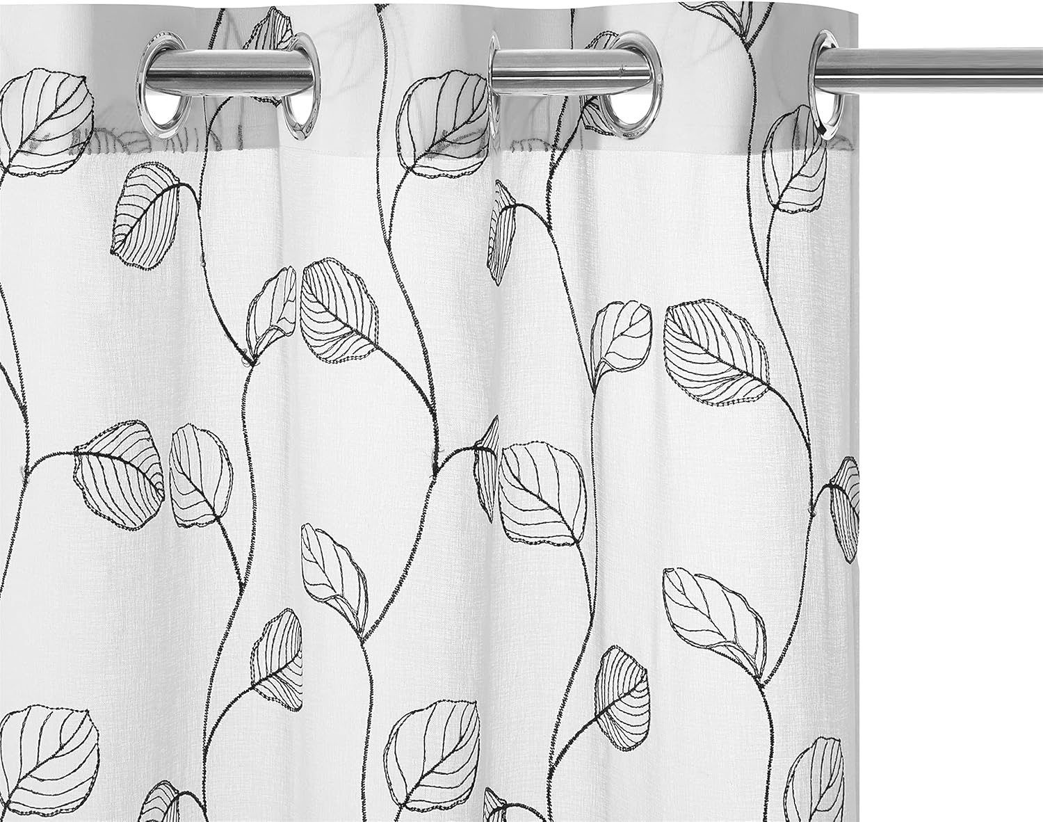 AMPHIWELL White Sheer Curtains 63 Inches Long, Embroidered