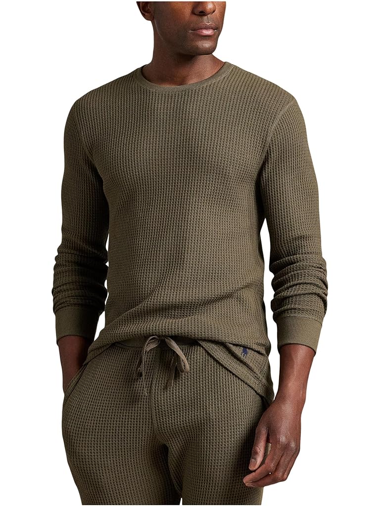Green Polo Ralph Lauren Thermal Long Sleeve Crew Hanging