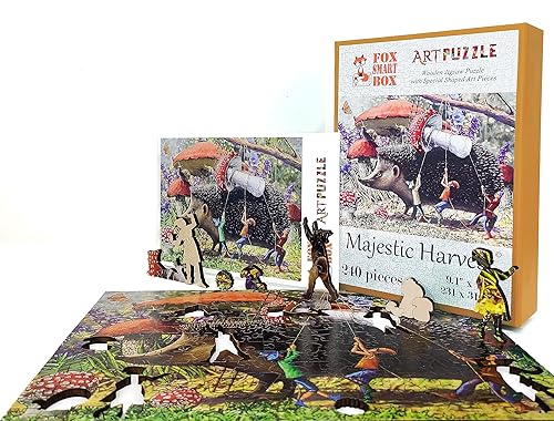Miniatura 6 de Rompecabezas de madera para adultos, piezas de forma única, fabricado en los Estados Unidos por FoxSmartBox - 240 piezas - Majestic Harvest