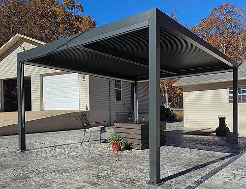 Miniatura 66 de PURPLE LEAF Pérgola 94AS con listones de aluminio para exteriores de 12 x 20 pies con techo ajustable para terraza, patio trasero, jardín, kiosco