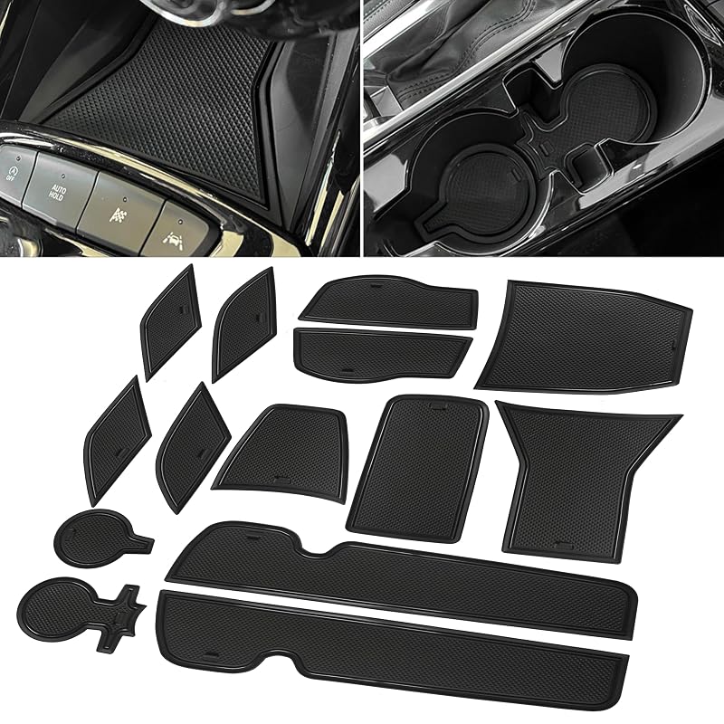 Kit de forros para porta-copos e console Chevrolet Trax 2024 a 2026 SENSHINE preto com 14 peças