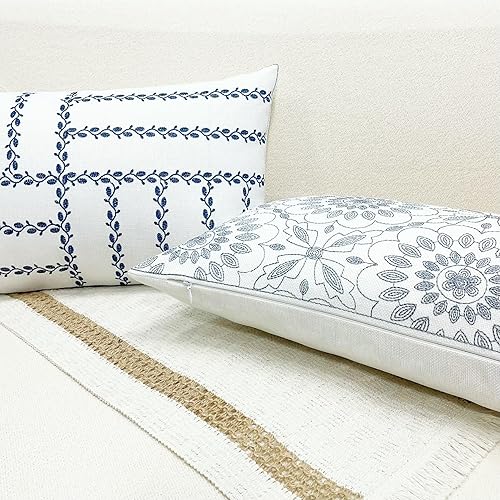 Miniatura 4 de SLOW COW - Funda decorativa con bordado para cojín rectangular, funda de almohada lumbar, de 12 x 20 pulgadas